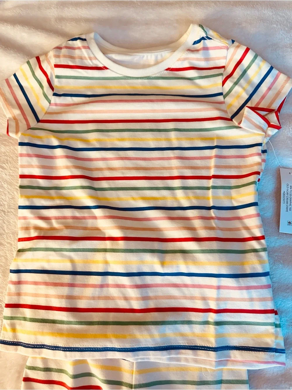 wonder nation White Multi Rainbow Stripe Kids Pajama Set